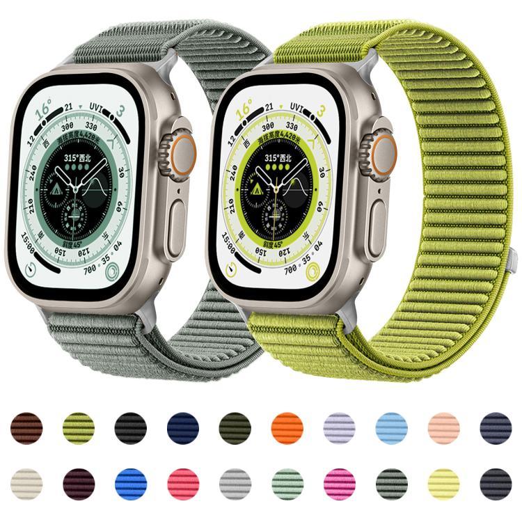 Correia de Relógio em Nylon Trançado com Fecho de Gancho e Argola e Interface Metálica, Para Apple Watch 46mm / 49mm / 45mm / 44mm, Para Apple Watch 42mm / 41mm / 40mm / 38mm