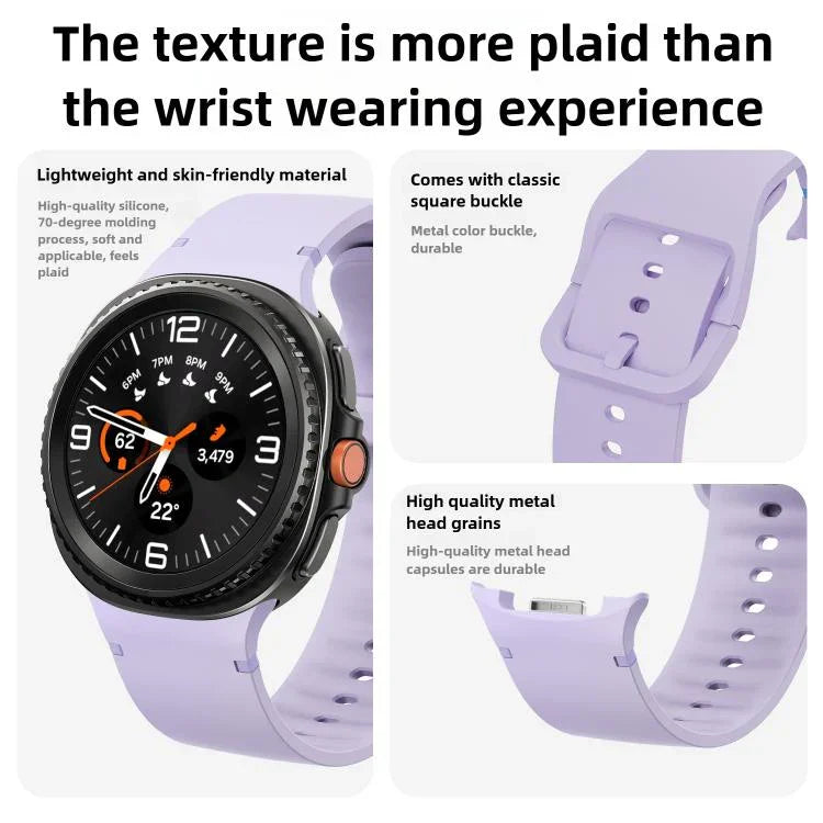Pulseira de Relógio em Silicone com Costura e Cor Sólida para Samsung Galaxy Watch8 / Watch8 Classic, S, M