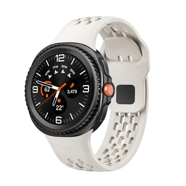 Correia de Relógio de Silicone com Fivela Reversa Preta Estilo Furado, Para Samsung Galaxy Watch8 / Watch8 Classic