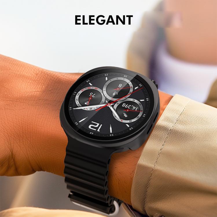 ENKAY Hat-Prince Filme de Vidro Temperado de Cobertura Total Integrado com Estojo PC para Relógio, Para Samsung Galaxy Watch8 44mm, Para Samsung Galaxy Watch8 40mm