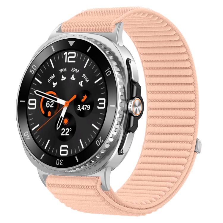 Pulseira de relógio com interface metálica em nylon tecido com fecho de gancho e argola, para Samsung Galaxy Watch8 / Watch8 Classic