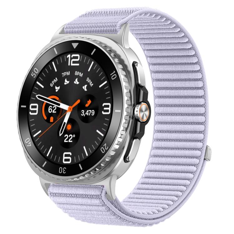 Pulseira de relógio com interface metálica em nylon tecido com fecho de gancho e argola, para Samsung Galaxy Watch8 / Watch8 Classic