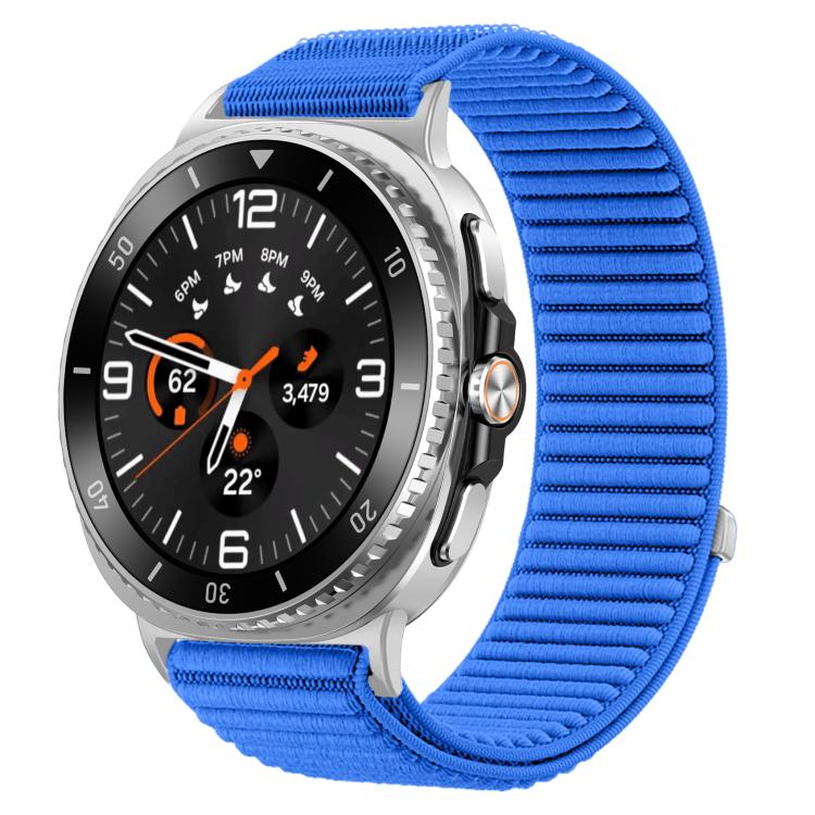 Pulseira de relógio com interface metálica em nylon tecido com fecho de gancho e argola, para Samsung Galaxy Watch8 / Watch8 Classic