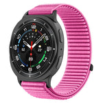 Pulseira de relógio com interface metálica em nylon tecido com fecho de gancho e argola, para Samsung Galaxy Watch8 / Watch8 Classic