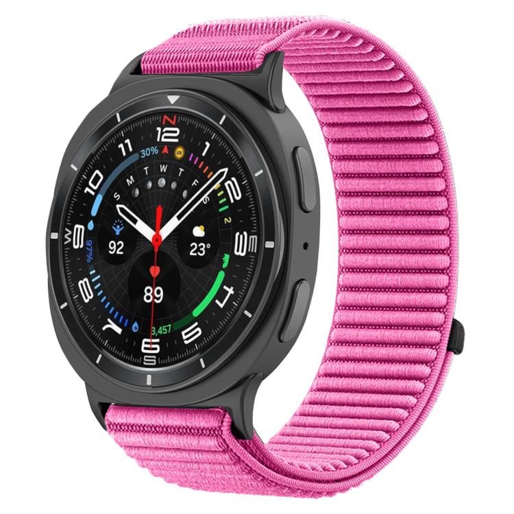 Pulseira de relógio com interface metálica em nylon tecido com fecho de gancho e argola, para Samsung Galaxy Watch8 / Watch8 Classic