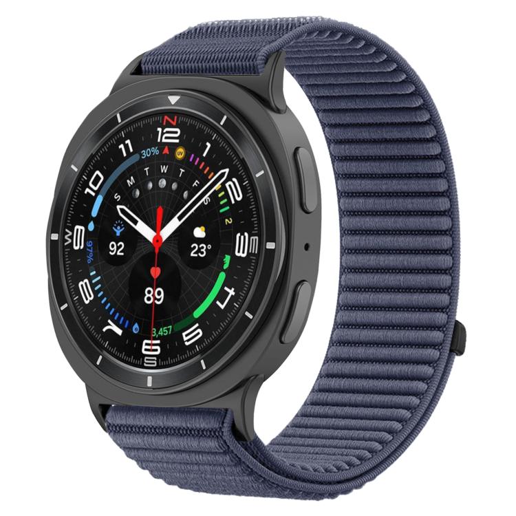 Pulseira de relógio com interface metálica em nylon tecido com fecho de gancho e argola, para Samsung Galaxy Watch8 / Watch8 Classic