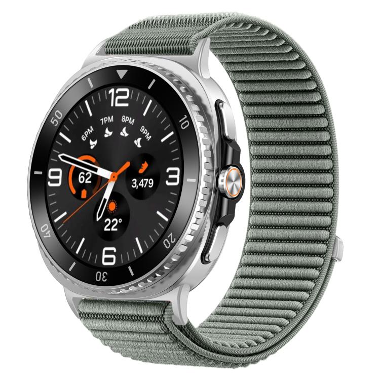 Pulseira de relógio com interface metálica em nylon tecido com fecho de gancho e argola, para Samsung Galaxy Watch8 / Watch8 Classic