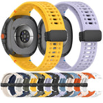 Magnetic Black Buckle Breathable Stitched Silicone Watch Band, For Samsung Galaxy Watch8 / Watch8 Classic