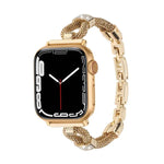 Correia de Relógio Metálica em Corrente de Cobre com Diamantes, Para Apple Watch 46mm / 49mm / 45mm / 44mm, Para Apple Watch 42mm / 41mm / 40mm / 38mm