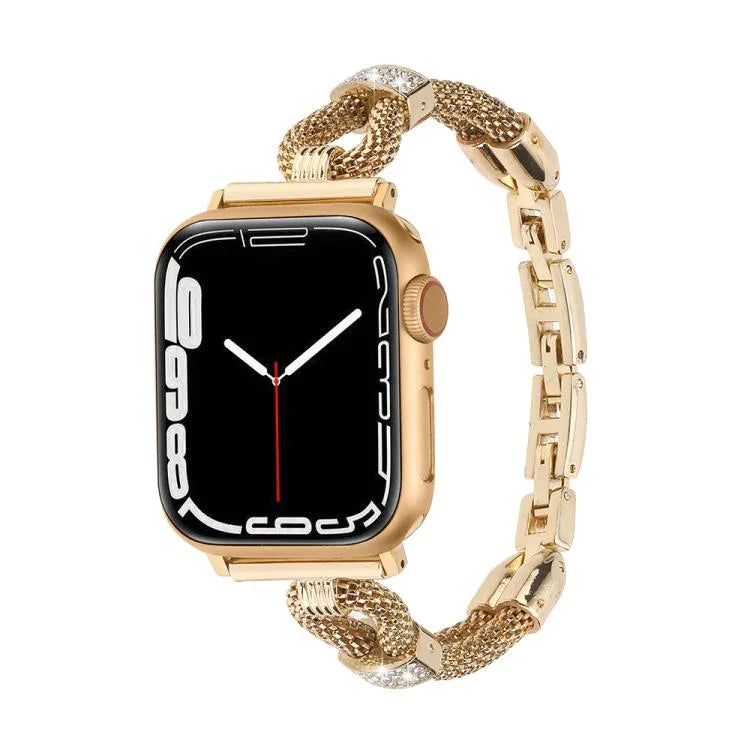 Correia de Relógio Metálica em Corrente de Cobre com Diamantes, Para Apple Watch 46mm / 49mm / 45mm / 44mm, Para Apple Watch 42mm / 41mm / 40mm / 38mm