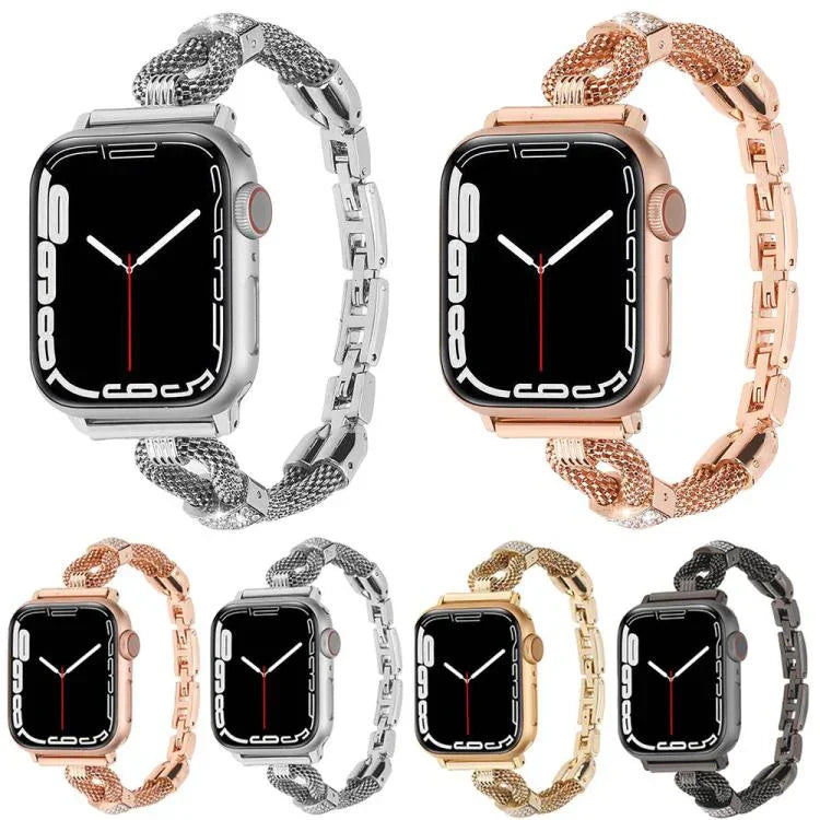 Correia de Relógio Metálica em Corrente de Cobre com Diamantes, Para Apple Watch 46mm / 49mm / 45mm / 44mm, Para Apple Watch 42mm / 41mm / 40mm / 38mm