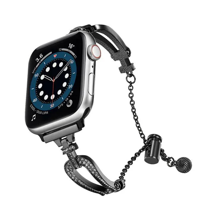 Pulseira de Relógio em Liga de Zinco com Bracelete em Forma de U e Diamantes, Para Apple Watch 46mm / 49mm / 45mm / 44mm, Para Apple Watch 42mm / 41mm / 40mm / 38mm