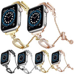 Pulseira de Relógio em Liga de Zinco com Bracelete em Forma de U e Diamantes, Para Apple Watch 46mm / 49mm / 45mm / 44mm, Para Apple Watch 42mm / 41mm / 40mm / 38mm