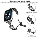 Pulseira de Relógio em Liga de Zinco com Bracelete em Forma de U e Diamantes, Para Apple Watch 46mm / 49mm / 45mm / 44mm, Para Apple Watch 42mm / 41mm / 40mm / 38mm