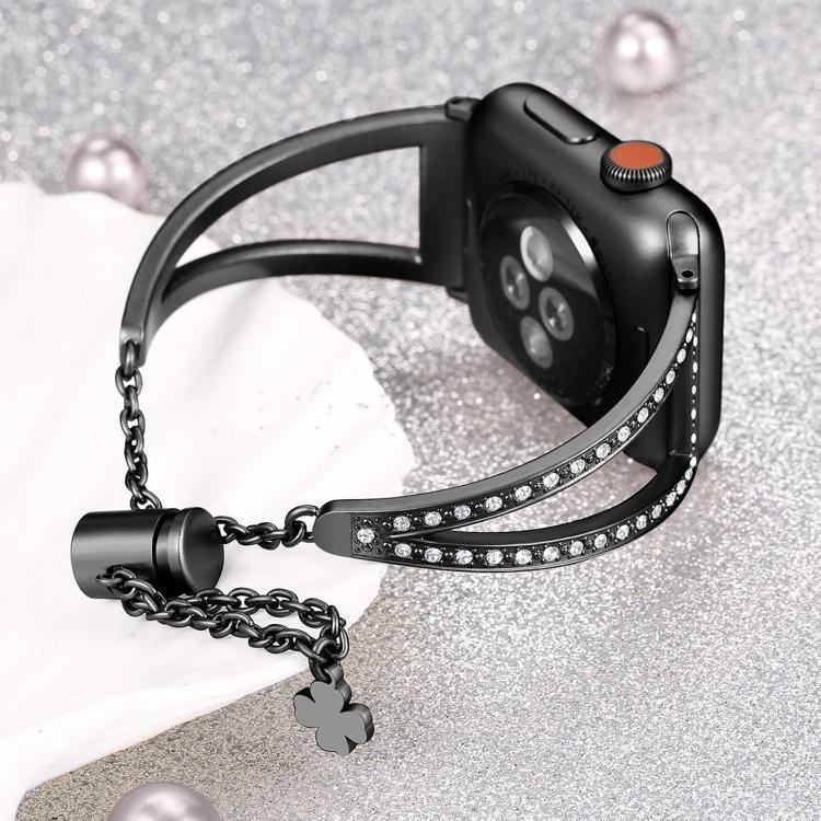Pulseira de Relógio em Liga de Zinco com Diamantes em Forma de V, Para Apple Watch 46mm / 49mm / 45mm / 44mm, Para Apple Watch 42mm / 41mm / 40mm / 38mm
