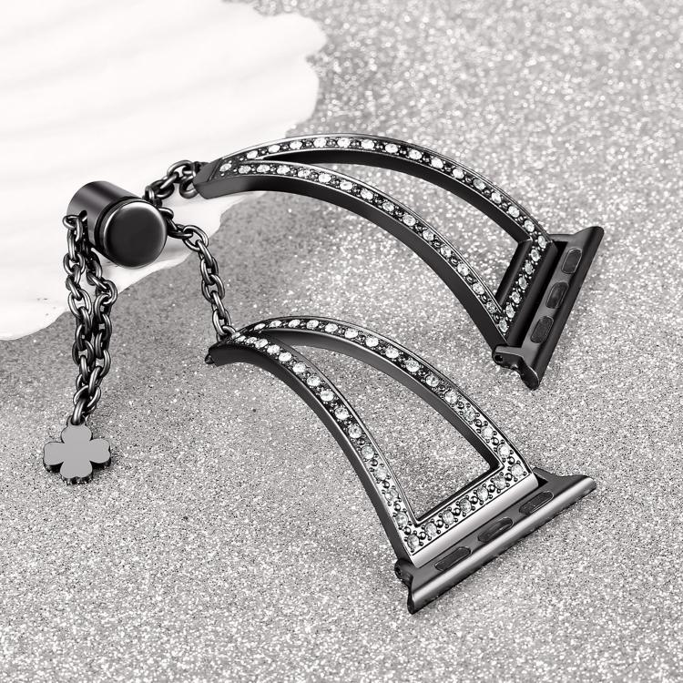 Pulseira de Relógio em Liga de Zinco com Diamantes em Forma de V, Para Apple Watch 46mm / 49mm / 45mm / 44mm, Para Apple Watch 42mm / 41mm / 40mm / 38mm