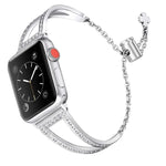 Pulseira de Relógio em Liga de Zinco com Diamantes em Forma de V, Para Apple Watch 46mm / 49mm / 45mm / 44mm, Para Apple Watch 42mm / 41mm / 40mm / 38mm