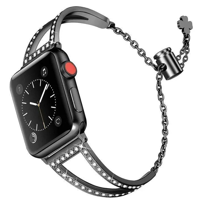 Pulseira de Relógio em Liga de Zinco com Diamantes em Forma de V, Para Apple Watch 46mm / 49mm / 45mm / 44mm, Para Apple Watch 42mm / 41mm / 40mm / 38mm