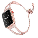 Pulseira de Relógio em Liga de Zinco com Diamantes em Forma de V, Para Apple Watch 46mm / 49mm / 45mm / 44mm, Para Apple Watch 42mm / 41mm / 40mm / 38mm