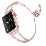 Pulseira de Relógio em Liga de Zinco com Diamantes em Forma de V, Para Apple Watch 46mm / 49mm / 45mm / 44mm, Para Apple Watch 42mm / 41mm / 40mm / 38mm