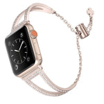 Pulseira de Relógio em Liga de Zinco com Diamantes em Forma de V, Para Apple Watch 46mm / 49mm / 45mm / 44mm, Para Apple Watch 42mm / 41mm / 40mm / 38mm