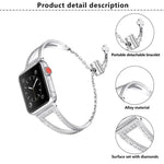 Pulseira de Relógio em Liga de Zinco com Diamantes em Forma de V, Para Apple Watch 46mm / 49mm / 45mm / 44mm, Para Apple Watch 42mm / 41mm / 40mm / 38mm