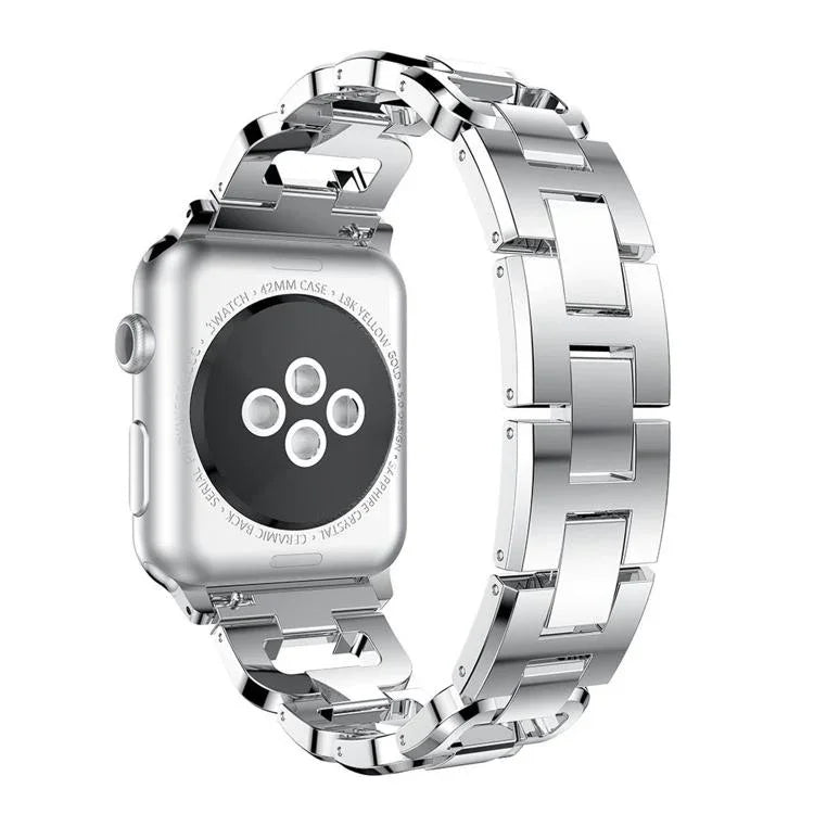 Pulseira de Relógio em Liga de Zinco com Diamantes Quadrados, Para Apple Watch 46mm / 49mm / 45mm / 44mm, Para Apple Watch 42mm / 41mm / 40mm / 38mm
