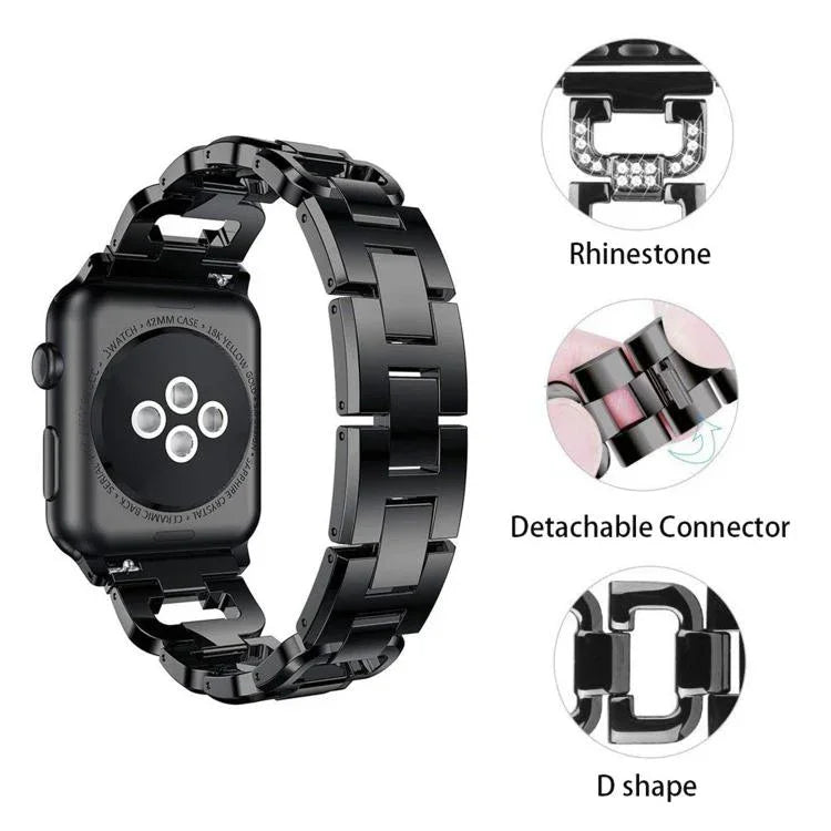 Pulseira de Relógio em Liga de Zinco com Diamantes Quadrados, Para Apple Watch 46mm / 49mm / 45mm / 44mm, Para Apple Watch 42mm / 41mm / 40mm / 38mm