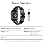 Pulseira de Relógio em Liga de Zinco com Diamantes Quadrados, Para Apple Watch 46mm / 49mm / 45mm / 44mm, Para Apple Watch 42mm / 41mm / 40mm / 38mm