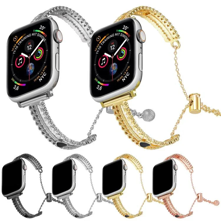 Pulseira de Relógio em Liga de Zinco com Pedra Branca e Design de Amor, Para Apple Watch 46mm / 49mm / 45mm / 44mm, Para Apple Watch 42mm / 41mm / 40mm / 38mm
