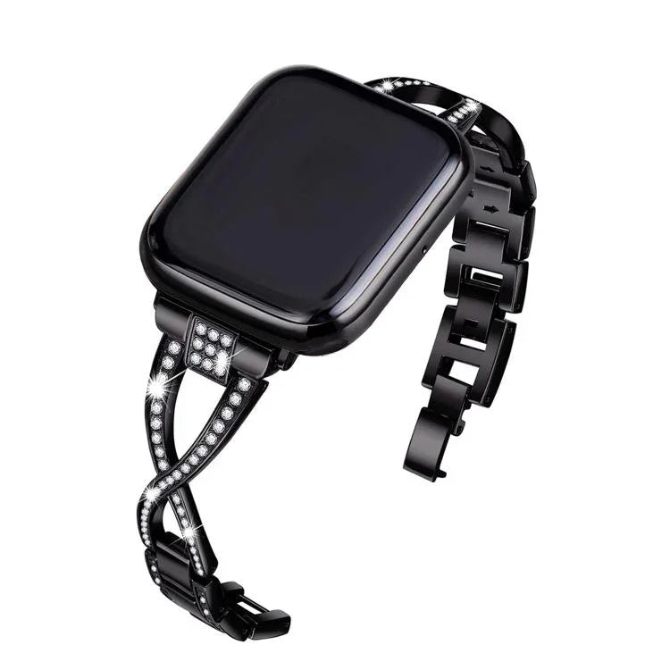 Pulseira de Relógio em Liga de Zinco com Diamantes Cruzados, Para Apple Watch 46mm / 49mm / 45mm / 44mm, Para Apple Watch 42mm / 41mm / 40mm / 38mm