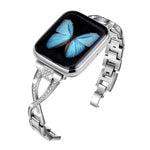 Pulseira de Relógio em Liga de Zinco com Diamantes Cruzados, Para Apple Watch 46mm / 49mm / 45mm / 44mm, Para Apple Watch 42mm / 41mm / 40mm / 38mm