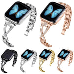 Pulseira de Relógio em Liga de Zinco com Diamantes Cruzados, Para Apple Watch 46mm / 49mm / 45mm / 44mm, Para Apple Watch 42mm / 41mm / 40mm / 38mm