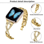 Pulseira de Relógio em Liga de Zinco com Diamantes Cruzados, Para Apple Watch 46mm / 49mm / 45mm / 44mm, Para Apple Watch 42mm / 41mm / 40mm / 38mm