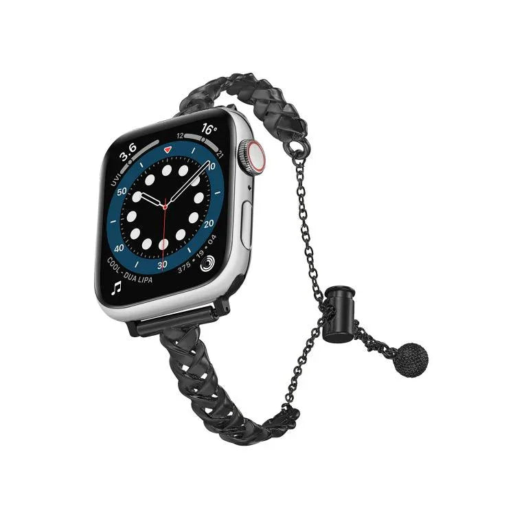 Pulseira de Relógio em Liga de Zinco Metálica Trançada e Brilhante, Para Apple Watch 46mm / 49mm / 45mm / 44mm, Para Apple Watch 42mm / 41mm / 40mm / 38mm