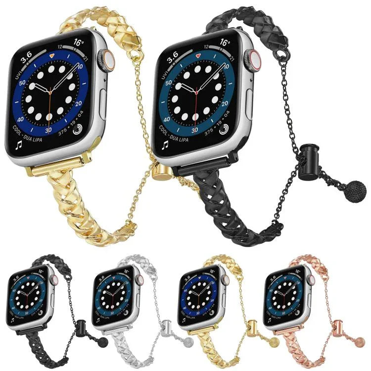 Pulseira de Relógio em Liga de Zinco Metálica Trançada e Brilhante, Para Apple Watch 46mm / 49mm / 45mm / 44mm, Para Apple Watch 42mm / 41mm / 40mm / 38mm