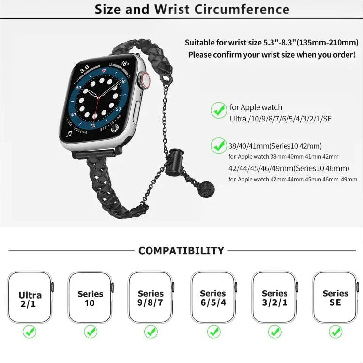 Pulseira de Relógio em Liga de Zinco Metálica Trançada e Brilhante, Para Apple Watch 46mm / 49mm / 45mm / 44mm, Para Apple Watch 42mm / 41mm / 40mm / 38mm
