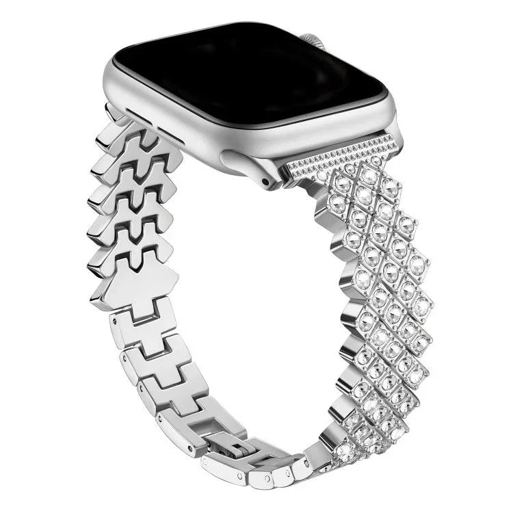 Pulseira de Relógio em Liga de Zinco com Diamantes Rombicos, Para Apple Watch 46mm / 49mm / 45mm / 44mm, Para Apple Watch 42mm / 41mm / 40mm / 38mm