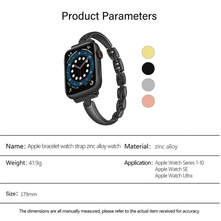 Pulseira de Relógio em Liga de Zinco com Braceletes Metálicos, Para Apple Watch 46mm / 49mm / 45mm / 44mm, Para Apple Watch 42mm / 41mm / 40mm / 38mm