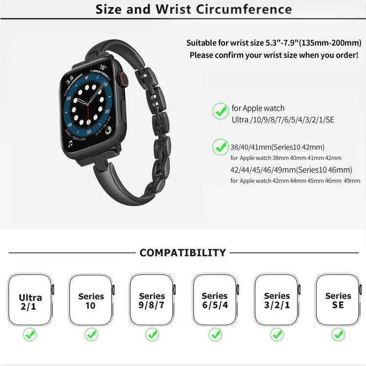 Pulseira de Relógio em Liga de Zinco com Braceletes Metálicos, Para Apple Watch 46mm / 49mm / 45mm / 44mm, Para Apple Watch 42mm / 41mm / 40mm / 38mm
