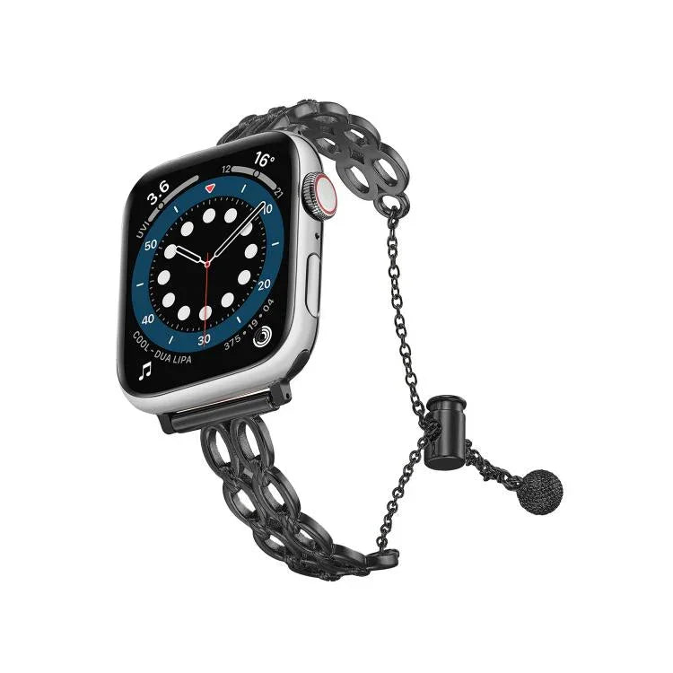 Pulseira de Relógio em Liga de Zinco com Corrente de Duplo Anel, Para Apple Watch 46mm / 49mm / 45mm / 44mm, Para Apple Watch 42mm / 41mm / 40mm / 38mm