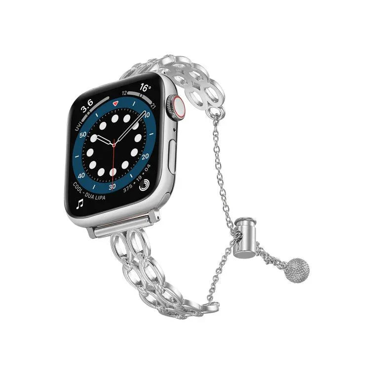 Pulseira de Relógio em Liga de Zinco com Corrente de Duplo Anel, Para Apple Watch 46mm / 49mm / 45mm / 44mm, Para Apple Watch 42mm / 41mm / 40mm / 38mm