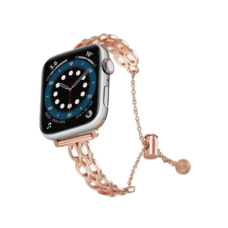 Pulseira de Relógio em Liga de Zinco com Corrente de Duplo Anel, Para Apple Watch 46mm / 49mm / 45mm / 44mm, Para Apple Watch 42mm / 41mm / 40mm / 38mm