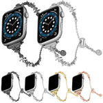 Pulseira de Relógio em Liga de Zinco com Trevo de Quatro Folhas e Diamantes, Para Apple Watch 46mm / 49mm / 45mm / 44mm, Para Apple Watch 42mm / 41mm / 40mm / 38mm