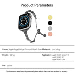 Correia de Relógio em Liga de Zinco com Diamantes Triturados Wings, Para Apple Watch 46mm / 49mm / 45mm / 44mm, Para Apple Watch 42mm / 41mm / 40mm / 38mm