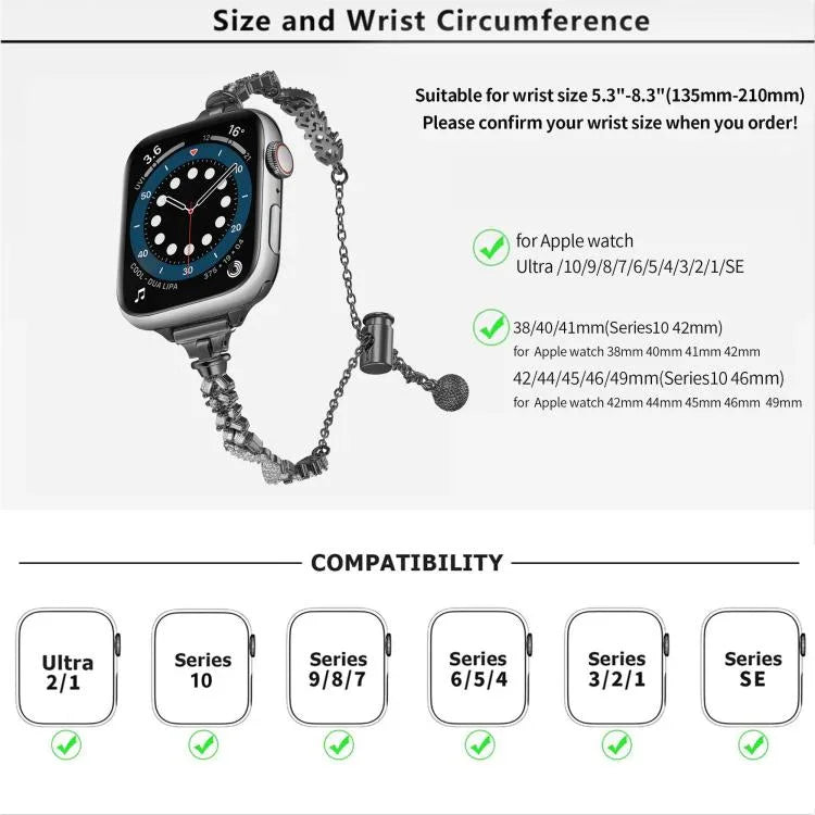 Correia de Relógio em Liga de Zinco com Diamantes Triturados Wings, Para Apple Watch 46mm / 49mm / 45mm / 44mm, Para Apple Watch 42mm / 41mm / 40mm / 38mm