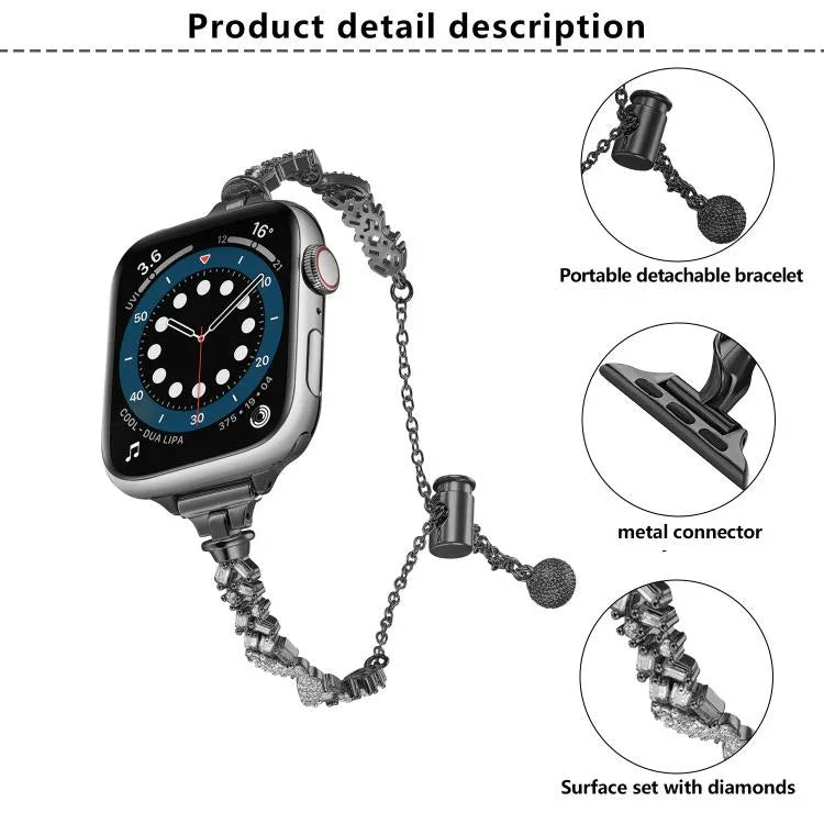 Correia de Relógio em Liga de Zinco com Diamantes Triturados Wings, Para Apple Watch 46mm / 49mm / 45mm / 44mm, Para Apple Watch 42mm / 41mm / 40mm / 38mm