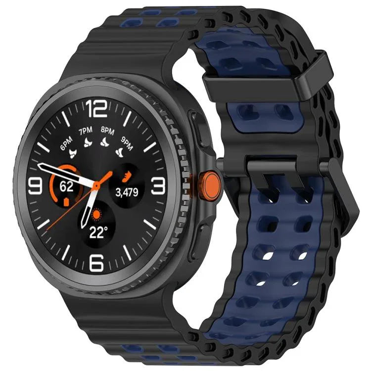 Pulseira de Relógio em Silicone de Duas Cores com Fivela Dupla Marine, Para Samsung Galaxy Watch8 / Watch8 Classic
