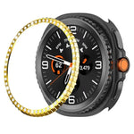 Anel Protetor de Metal com Diamantes de Uma Fileira, Para Samsung Galaxy Watch8 Classic 46mm
