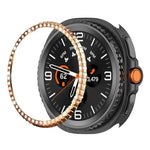 Anel Protetor de Metal com Diamantes de Uma Fileira, Para Samsung Galaxy Watch8 Classic 46mm